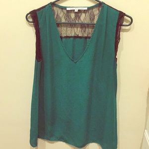 Kelly green top with black lace